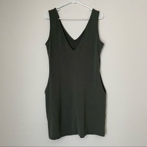 Shein Olive Green Double V-Neck Dress with Pockets Size Large 8/10